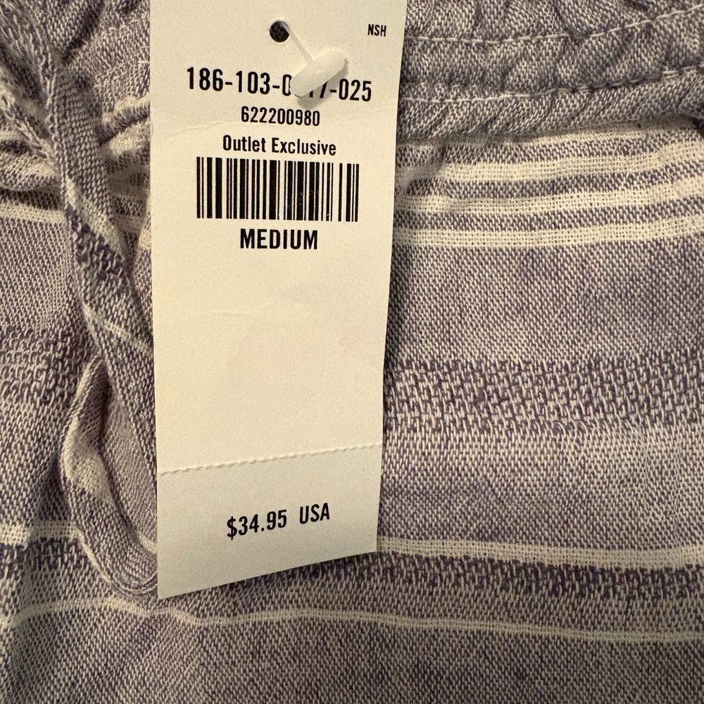 Abercrombie & Fitch Cotton & Linen  Chambray Striped Beach Shorts Medium  NWT - Picture 5 of 8